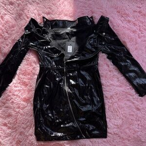 Fashion Nova Shiny Black Latex Dress